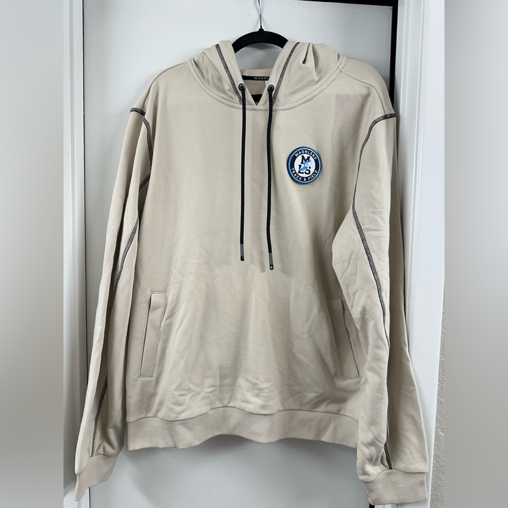 NWT $105 MAGNLENS Pullover Hooded Hoodie Sweater Shirt Jacket Cotton Large L & M